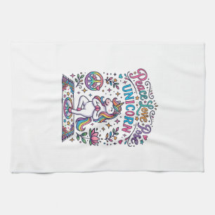 Linge De Cuisine Licorne Paix Amour Pose Licorne Fond Blanc S