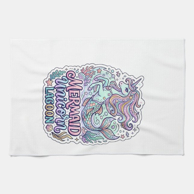 Linge De Cuisine Licorne Sirène Licorne Lagune Conception Graphique (Horizontal)