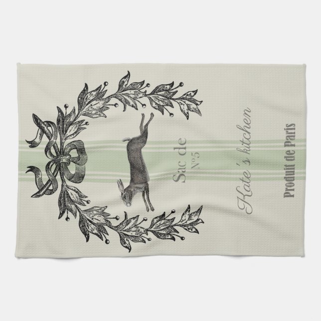 Linge De Cuisine Lièvre français Vintage (Horizontal)