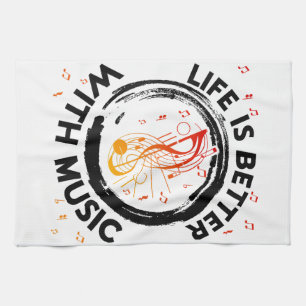 Linge De Cuisine Life is Better With Music Notes Musicien Musique L