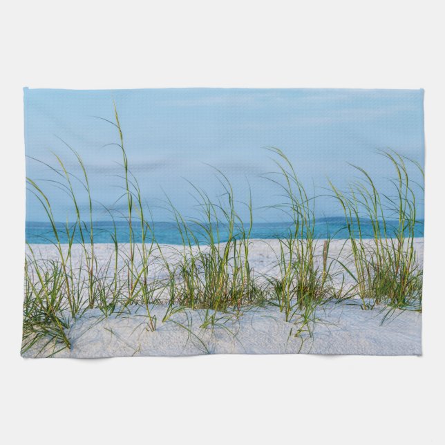 Linge De Cuisine Ligne D'Aiguilles De Mer En Sable Blanc (Horizontal)