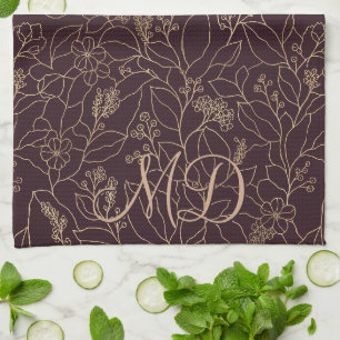Linge De Cuisine Ligne Florale Art Botanique Ligne Art Profondement