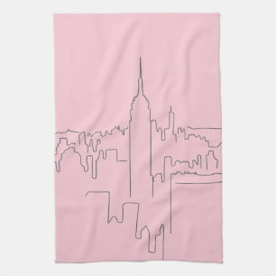 Linge De Cuisine Ligne minimale rose de New York