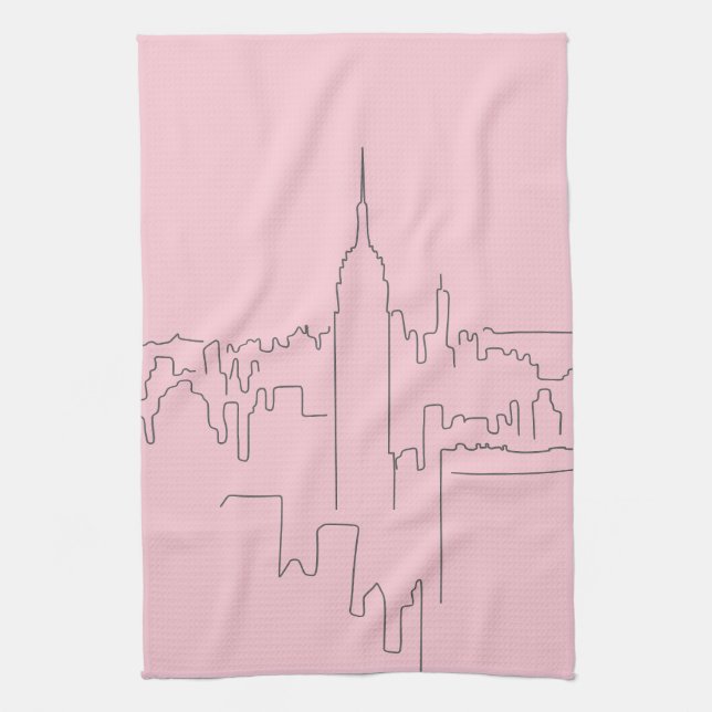 Linge De Cuisine Ligne minimale rose de New York (Vertical)