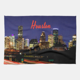 Linge De Cuisine Ligne Skyline de Houston Texas City