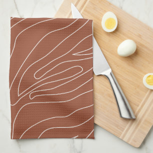 Linge De Cuisine Lignes Abstraites minimes Rouille Terracotta