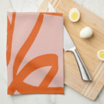 Linge De Cuisine Lignes Abstraites Modernes Pêche Et Orange Brûlé<br><div class="desc">Brosses Abstraites - Formes abstraites dans les tons chauds - pêche et orange brûlé.</div>