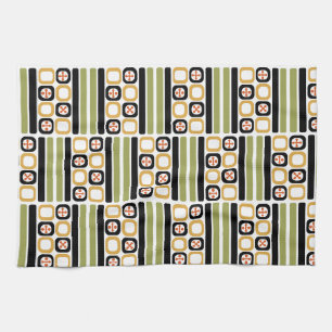Linge De Cuisine Lignes Carrés Retro Atomic Art Multicolore