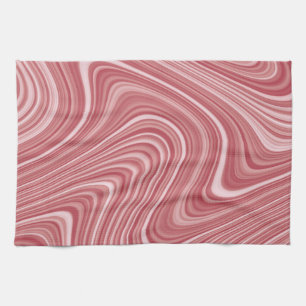 Linge De Cuisine Lignes courbes Cool modernes rouge blanc argenté g