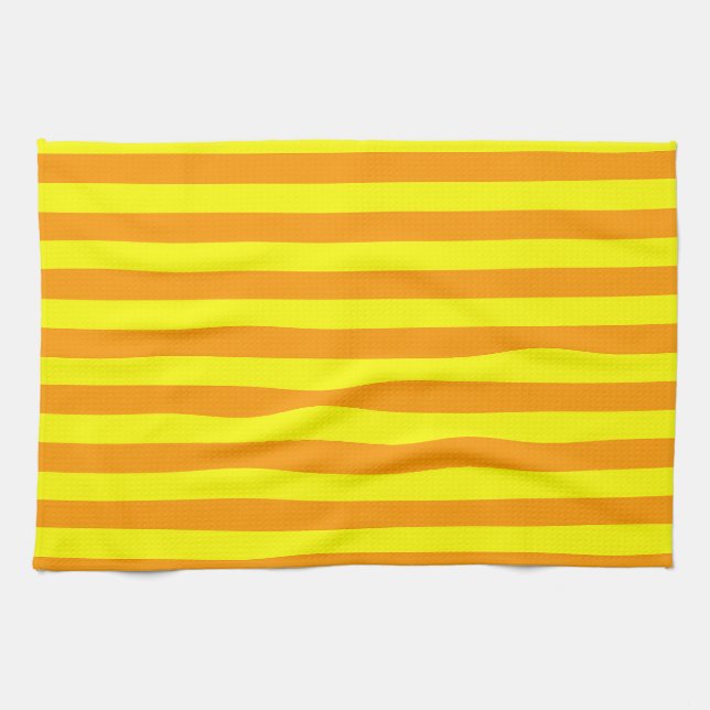 Linge De Cuisine Lignes de bandes orange jaune (Horizontal)