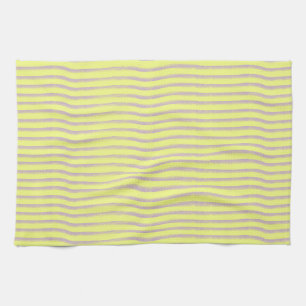 Linge De Cuisine Lignes dentées grises sur jaune.