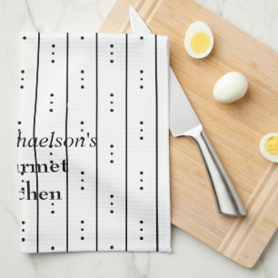 Linge De Cuisine Lignes et points noirs Abstraits sur le design bla