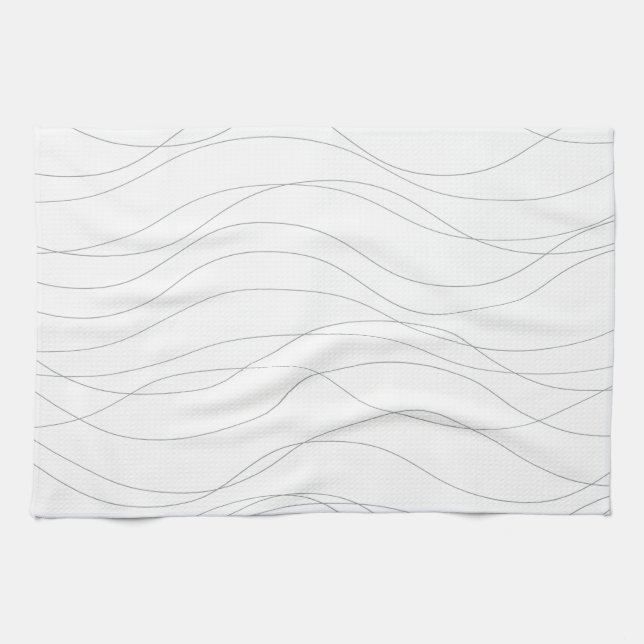 Linge De Cuisine Lignes graphiques ondulées modernes, simples, chic (Horizontal)