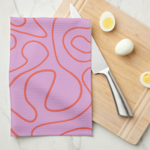 Linge De Cuisine Lignes minimalistes abstraites orange et rose