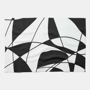 Linge De Cuisine Lignes noires et blanches, motif d'impression coul