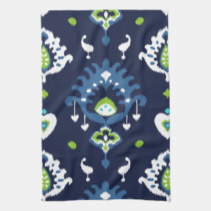 Linge De Cuisine L'ikat tribal foncé frais de bleu marine et de