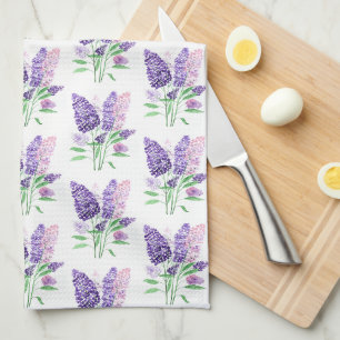Linge De Cuisine Lilacs Fleurs violettes Aquarelle Motif de la natu