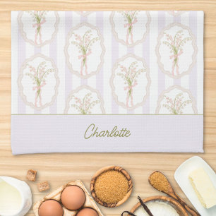 Linge De Cuisine Lily of The Valley Personnalisé Aquarelle