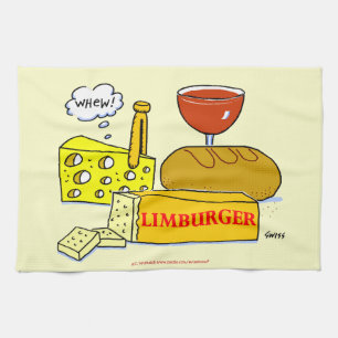 Linge De Cuisine Limburger Fromage Pain et Vin Humoristique