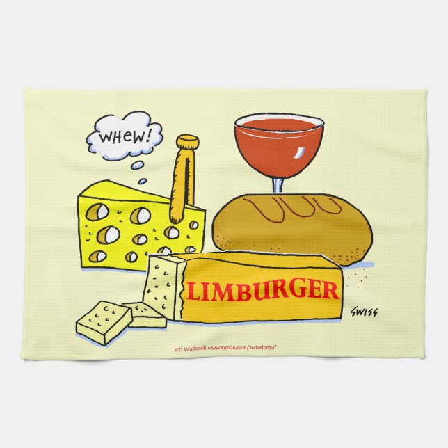 Linge De Cuisine Limburger Fromage Pain et Vin Humoristique (Horizontal)