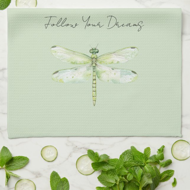 Linge De Cuisine Lime Green Dragonfly (Plié)