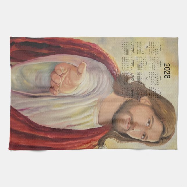Linge De Cuisine L'Invitation Divine : Calendrier Jésus 2026 (Horizontal)