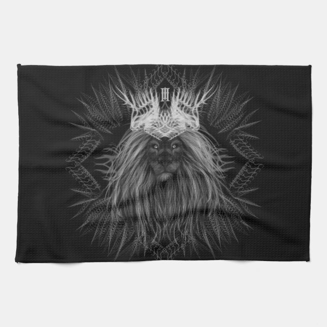 Linge De Cuisine Lion au monogramme de couronne (Horizontal)
