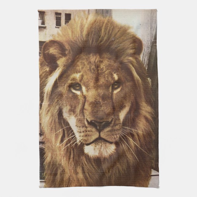 Linge De Cuisine lion en ville (Vertical)