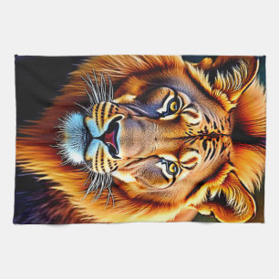 Linge De Cuisine Lion Majestueux : Âme du Roi Sauvage Art