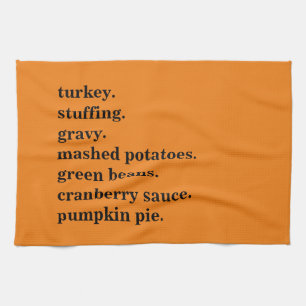 Linge De Cuisine Liste de Repas de Thanksgiving Personnalisée