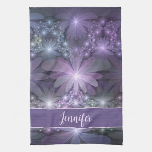 Linge De Cuisine Lit de fleurs tendance brillant abstrait fractal n