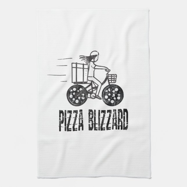 Linge De Cuisine Livreur de pizza à vélo Blizzard (Vertical)