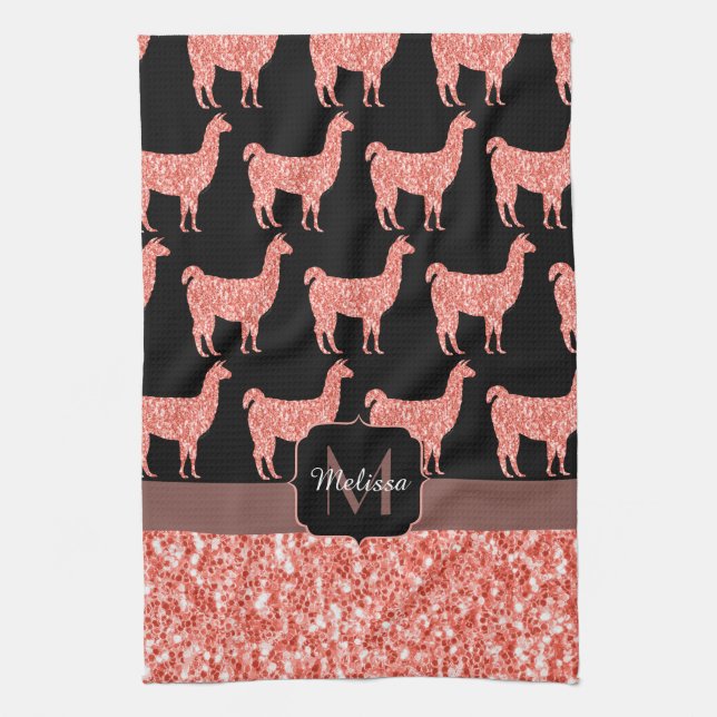 Linge De Cuisine Llama corail rose parties scintillant Étincelles m (Vertical)