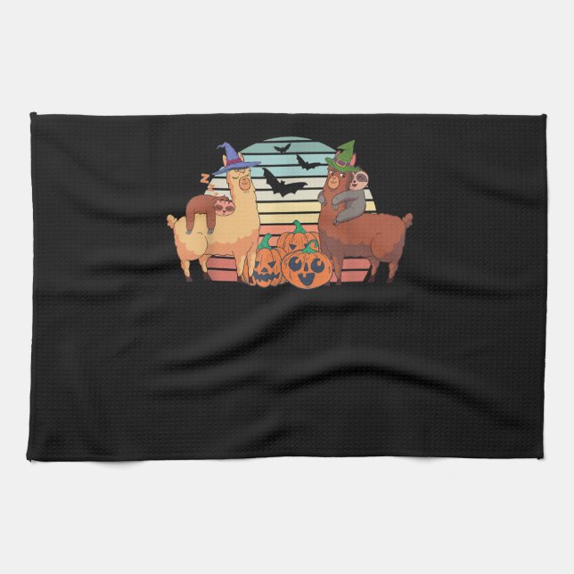 Linge De Cuisine Llama | Kawaii Llama Halloween Sunset Sloth Cadeau (Horizontal)