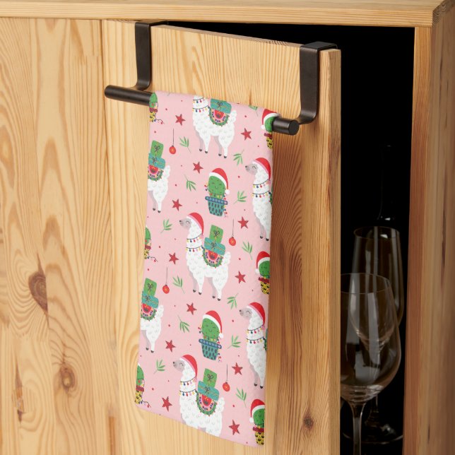 Linge De Cuisine Llamas et cactus Motif de Noël (Pliage en tiers)