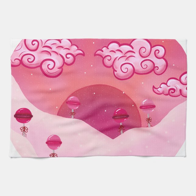 Linge De Cuisine Lollipops et beaux nuages (Horizontal)