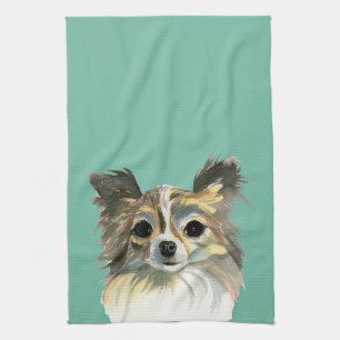 Linge De Cuisine Long portrait d'aquarelle de chien de chiwawa de