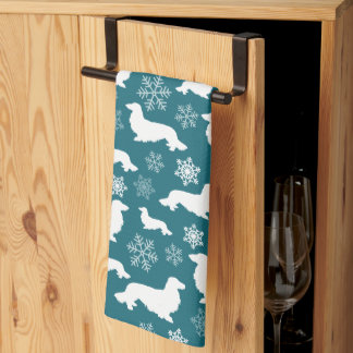 Linge De Cuisine Longue Cheveux Dachshund cadeau de Noël Turquoise