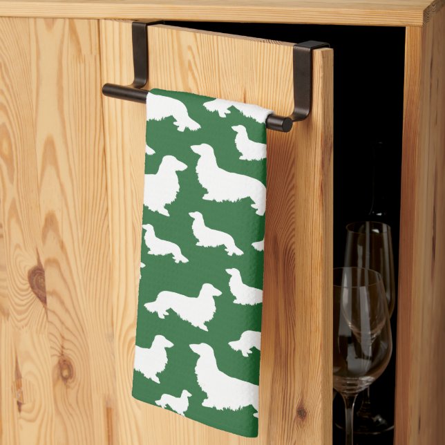 Linge De Cuisine Longue Cheveux Dachshund Forest Green Cuisine Serv (Pliage en tiers)