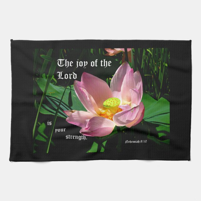 Linge De Cuisine Lotus Blossom Nehemiah 8:10 (Horizontal)