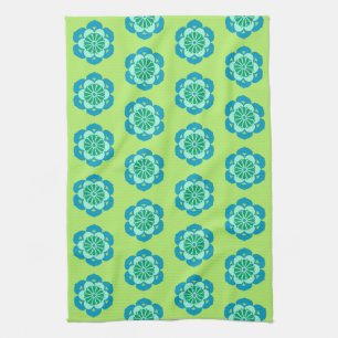 Linge De Cuisine Lotus Flower Mandala, Lime Green et Bleu clair