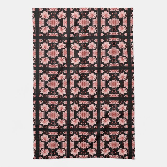Linge De Cuisine Lotus Rose Classique (Vertical)