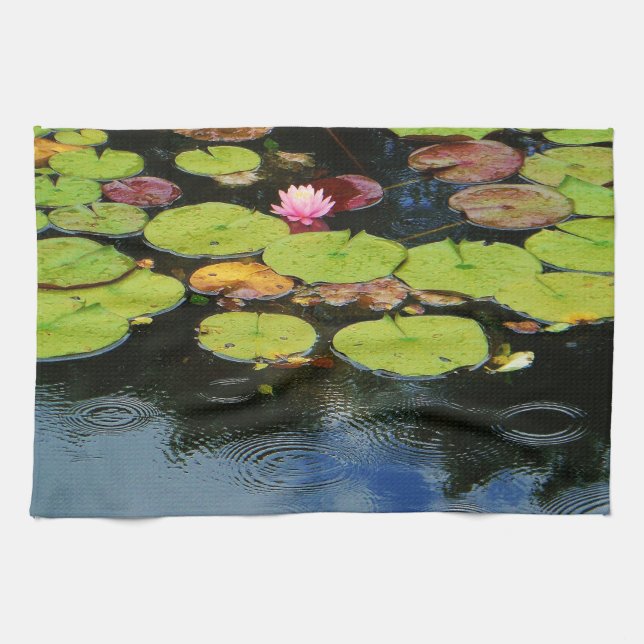 Linge De Cuisine Lotus rose en pluie (Horizontal)