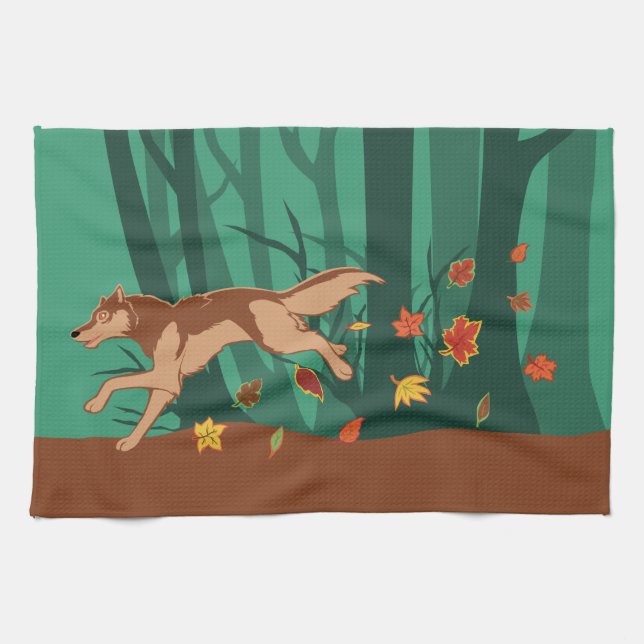 Linge De Cuisine Loup d'automne (Horizontal)