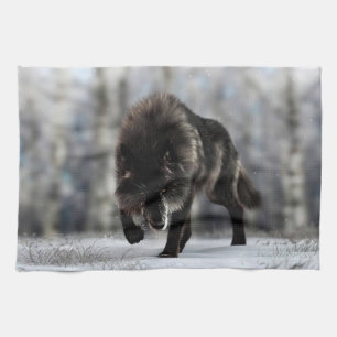 Linge De Cuisine Loup noir en colère