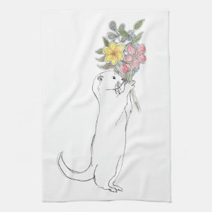 Linge De Cuisine Loutre avec des fleurs