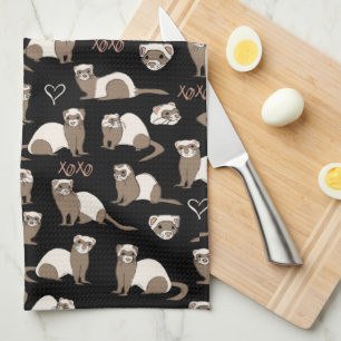 Linge De Cuisine Love Ferrets - Noir