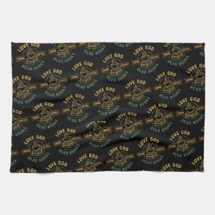 Linge De Cuisine Love God Drink Coffee Lire les livres Amateurs Vin