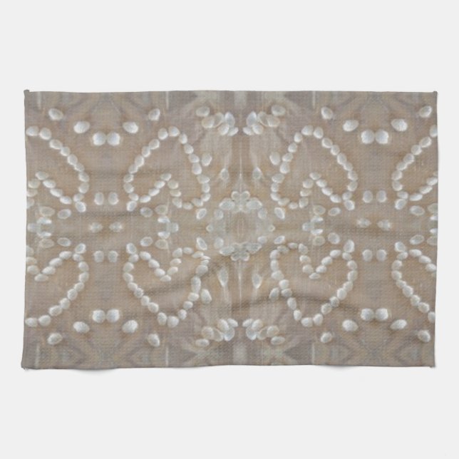 Linge De Cuisine Love Hearts Sea Shells, Romantic Exotic Tropical (Horizontal)
