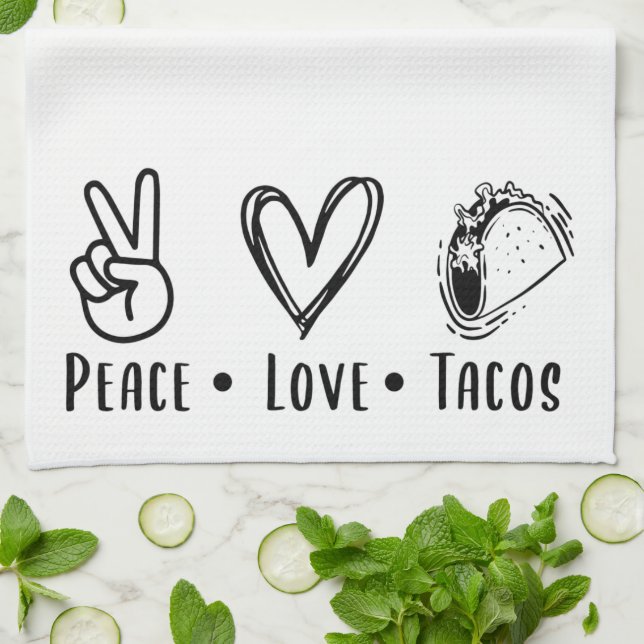 Linge De Cuisine Love Peace Love Tacos (Plié)